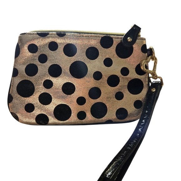 Betsey Johnson Wristlet Bow Rose Gold Polka Dots Clutch 7”X5" - Picture 5 of 6